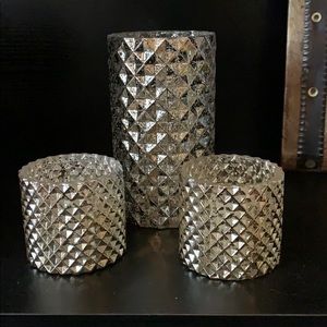 Mercury glass set of 3 decorative candle holders